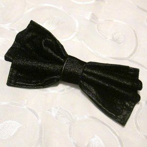BLACK/SILVER VELOUR SPARKLE DOUBLE BOW WITH HAIR CLIP